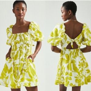 Maeve Anthropologie Feliciana Floral Green Dress. 100% Cotton And Pockets!